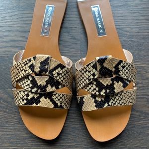 Zara leather snake slides